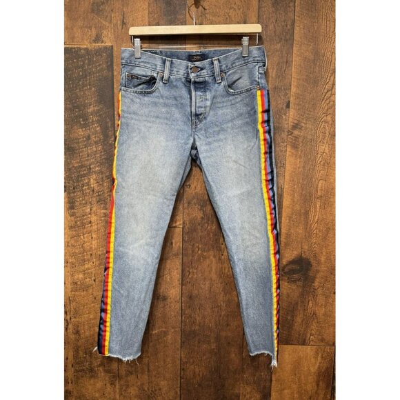 Polo Ralph Lauren Avery Boyfriend Jeans Rainbow Stripe Ribbon Size 27 - Picture 2 of 10